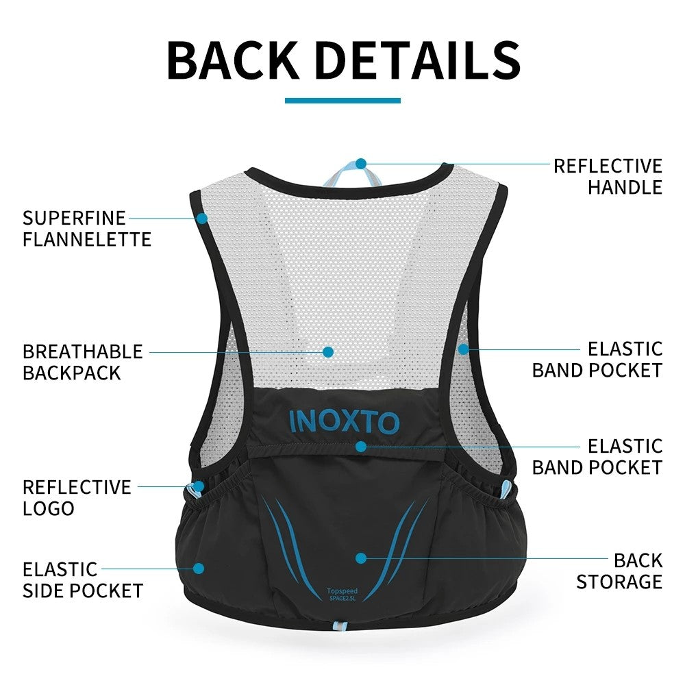 OUTDOOR INOXTO 3.5L Running Vest Backpack Lightweight Phone Water Bottle Holder Hiking Cycling Backpack Size L