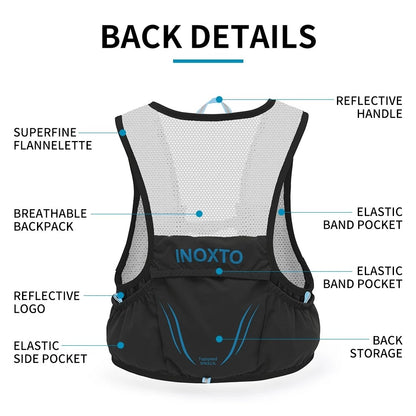 OUTDOOR INOXTO 3.5L Running Vest Backpack Lightweight Phone Water Bottle Holder Hiking Cycling Backpack Size L