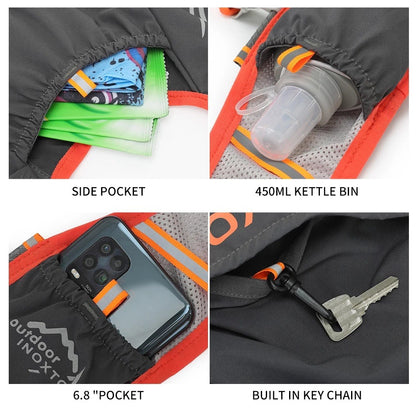 OUTDOOR INOXTO 3.5L Running Vest Backpack Lightweight Phone Water Bottle Holder Hiking Cycling Backpack Size L