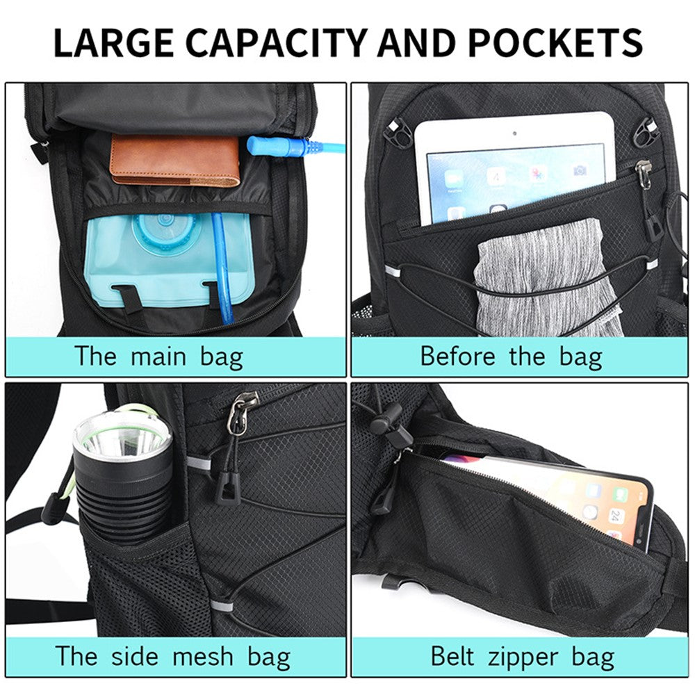 JUNLETU Running Polyester Vest Backpack Hiking Cycling Backpack Water Bottle Carrying Bag Large Capacity Shoulders Bag