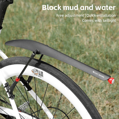 WEST BIKING YP0714030 Road Bike Rear Fender PP Quick Release Bicycle Mudguard with Tail Light