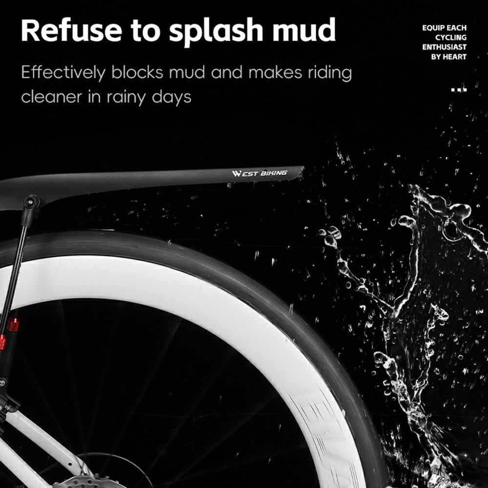 WEST BIKING YP0714030 Road Bike Rear Fender PP Quick Release Bicycle Mudguard with Tail Light