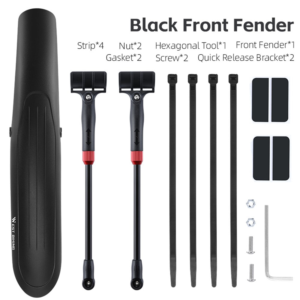 WEST BIKING YP0714029 Mountain Bike Extended Front Fender PP+PET Mudguard for 26-29 inch MTB Bicycle