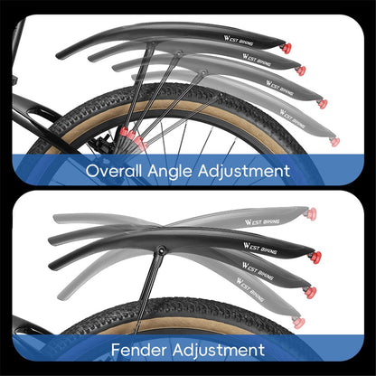WEST BIKING YP0714029 Bicycle Fender with Taillight for 26-29 inch Mountain Bike Rear Mudguard