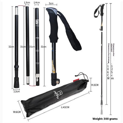 AOTU AT7558 125cm Foldable Trekking Pole Outdoor Aluminum Alloy EVA Handle Hiking Stick