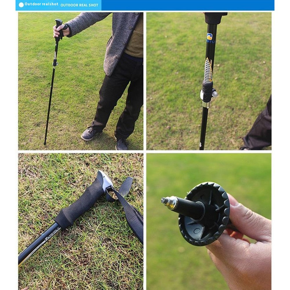 AOTU AT7558 125cm Foldable Trekking Pole Outdoor Aluminum Alloy EVA Handle Hiking Stick