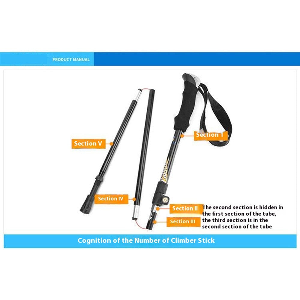 AOTU AT7558 125cm Foldable Trekking Pole Outdoor Aluminum Alloy EVA Handle Hiking Stick
