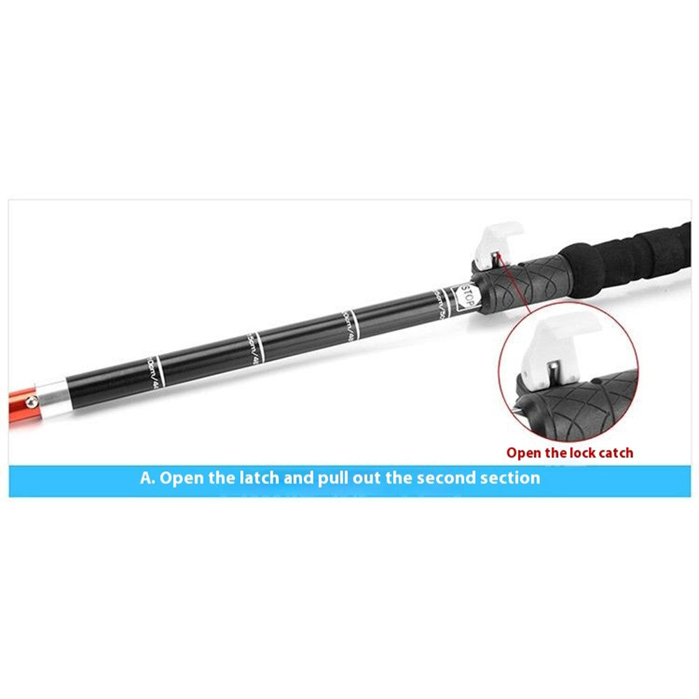 AOTU AT7558 125cm Foldable Trekking Pole Outdoor Aluminum Alloy EVA Handle Hiking Stick