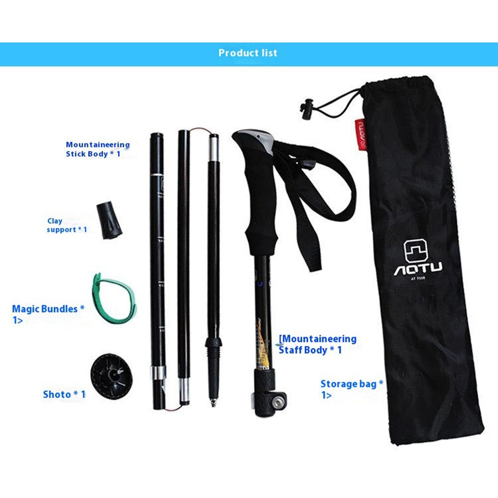 AOTU AT7558 125cm Foldable Trekking Pole Outdoor Aluminum Alloy EVA Handle Hiking Stick