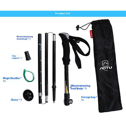 AOTU AT7558 125cm Foldable Trekking Pole Outdoor Aluminum Alloy EVA Handle Hiking Stick