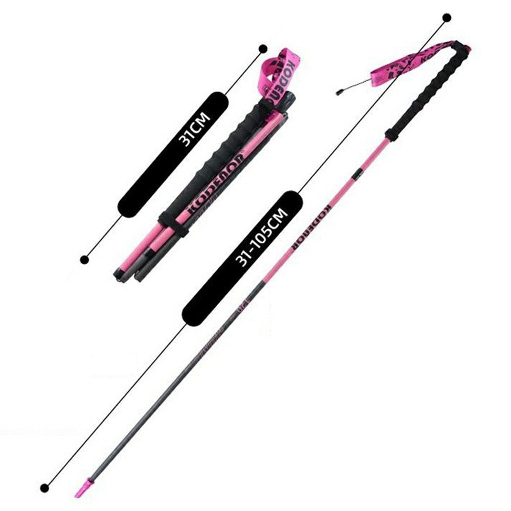 KODENOR 1Pc 105cm 3K Carbon Fiber Ultralight 4-Section Foldable Trekking Pole for Mountaineering Hiking Walking Stick