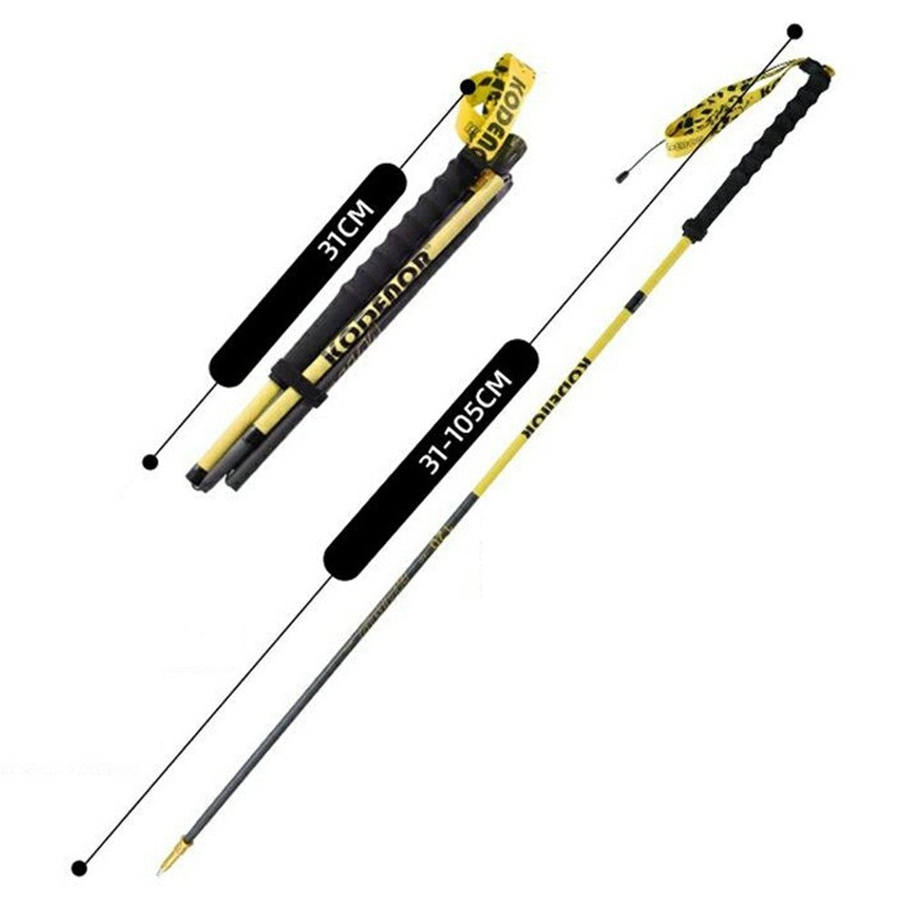 KODENOR 1Pc 105cm 3K Carbon Fiber Ultralight 4-Section Foldable Trekking Pole for Mountaineering Hiking Walking Stick