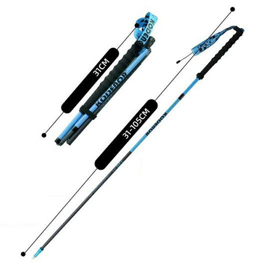 KODENOR 1Pc 105cm 3K Carbon Fiber Ultralight 4-Section Foldable Trekking Pole for Mountaineering Hiking Walking Stick