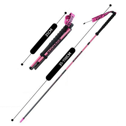 KODENOR 1Pc 110cm 3K Carbon Fiber Ultralight 4-Section Foldable Trekking Pole for Mountaineering Hiking Walking Stick