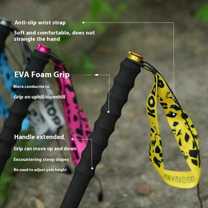 KODENOR 1Pc 110cm 3K Carbon Fiber Ultralight 4-Section Foldable Trekking Pole for Mountaineering Hiking Walking Stick
