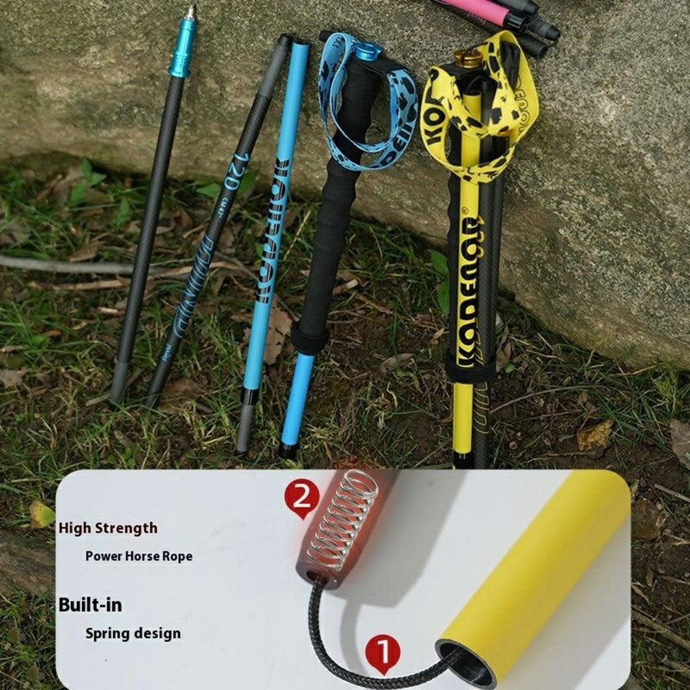 KODENOR 1Pc 110cm 3K Carbon Fiber Ultralight 4-Section Foldable Trekking Pole for Mountaineering Hiking Walking Stick