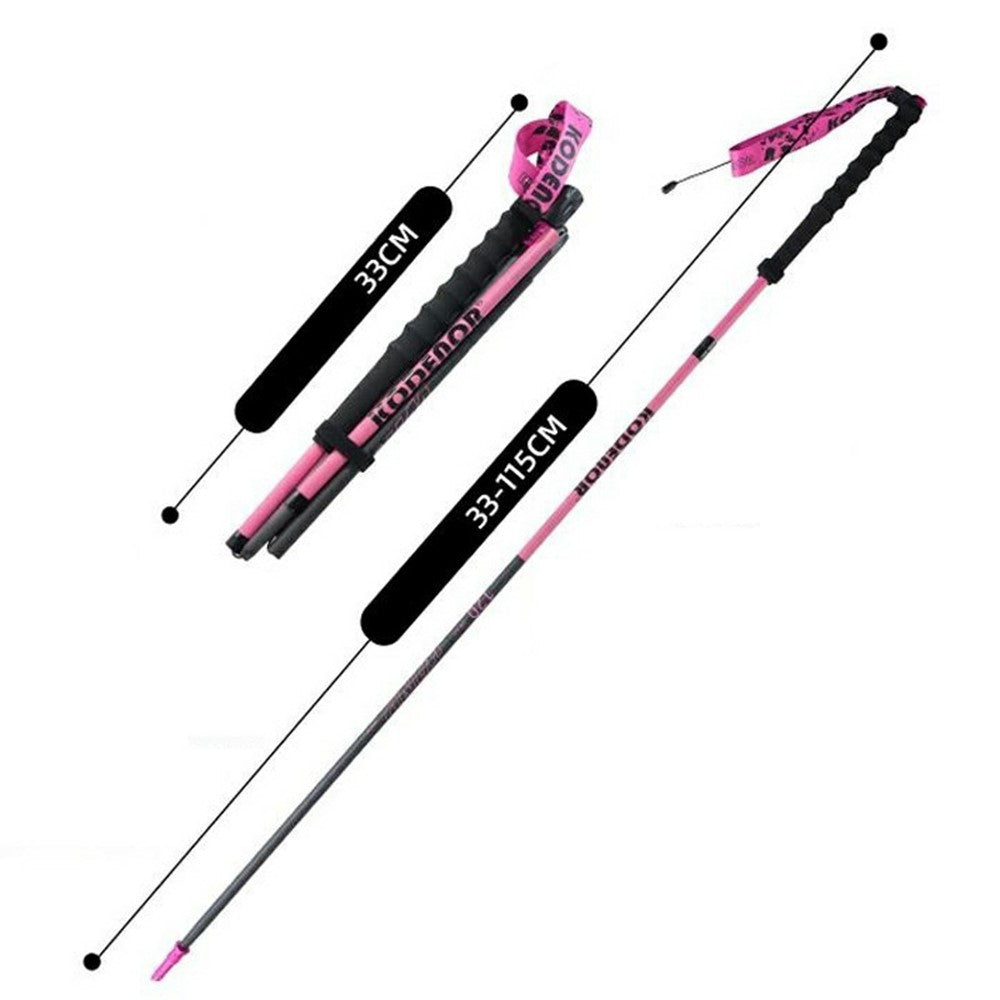 KODENOR 1Pc 115cm 3K Carbon Fiber Ultralight 4-Section Foldable Trekking Pole for Mountaineering Hiking Walking Stick