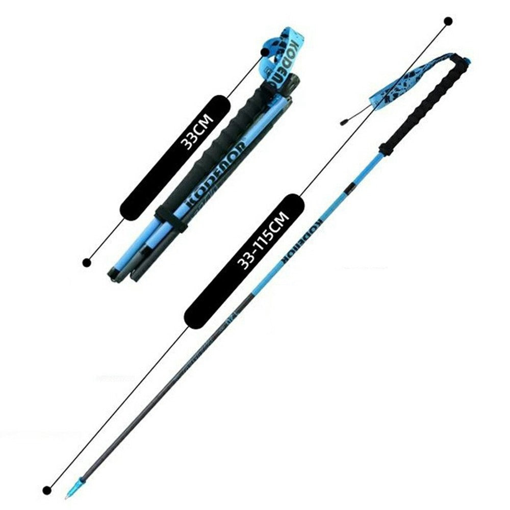 KODENOR 1Pc 115cm 3K Carbon Fiber Ultralight 4-Section Foldable Trekking Pole for Mountaineering Hiking Walking Stick