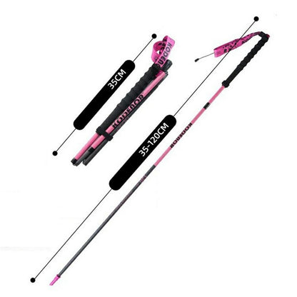 KODENOR 1Pc 120cm 3K Carbon Fiber Ultralight 4-Section Foldable Trekking Pole for Mountaineering Hiking Walking Stick