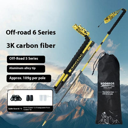 KODENOR 1Pc 120cm 3K Carbon Fiber Ultralight 4-Section Foldable Trekking Pole for Mountaineering Hiking Walking Stick