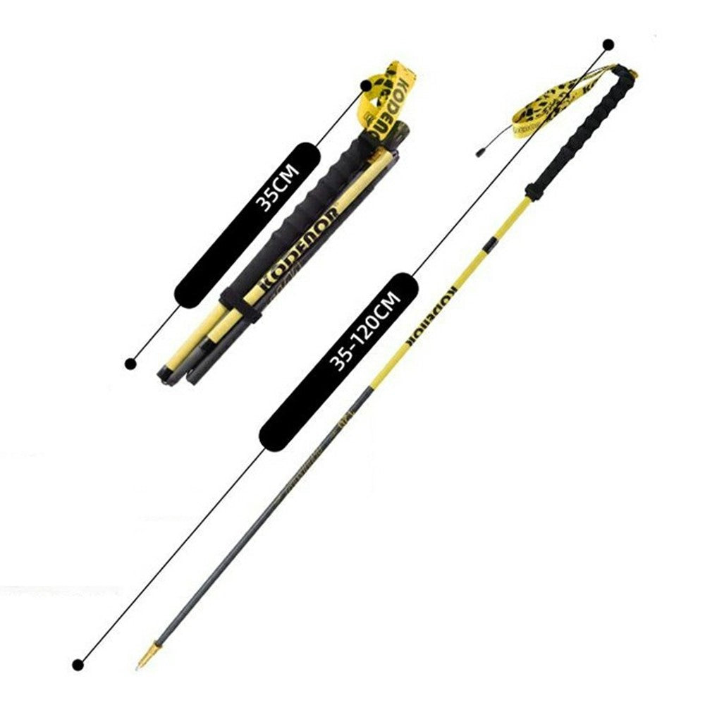 KODENOR 1Pc 120cm 3K Carbon Fiber Ultralight 4-Section Foldable Trekking Pole for Mountaineering Hiking Walking Stick