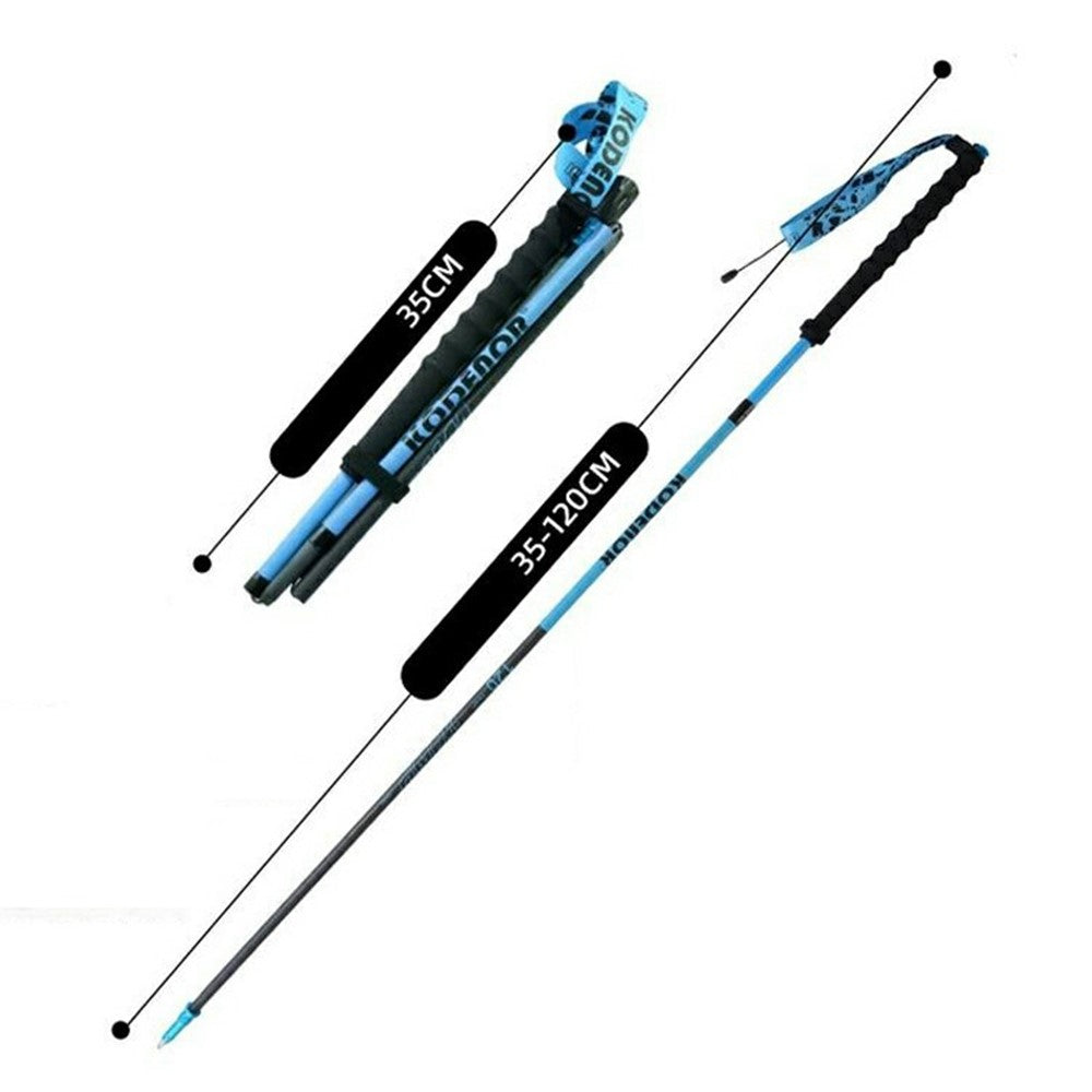 KODENOR 1Pc 120cm 3K Carbon Fiber Ultralight 4-Section Foldable Trekking Pole for Mountaineering Hiking Walking Stick