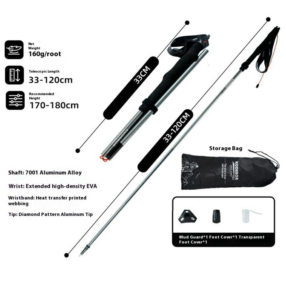 KODENOR 1Pc 120cm Quick Lock Trekking Pole for Outdoor Hiking Aluminum Alloy Foldable Walking Stick