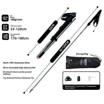 KODENOR 1Pc 120cm Quick Lock Trekking Pole for Outdoor Hiking Aluminum Alloy Foldable Walking Stick