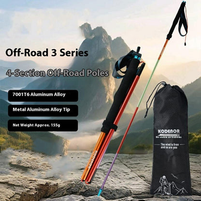 KODENOR 1Pc 110cm Quick Lock Trekking Pole for Outdoor Hiking Aluminum Alloy Foldable Walking Stick