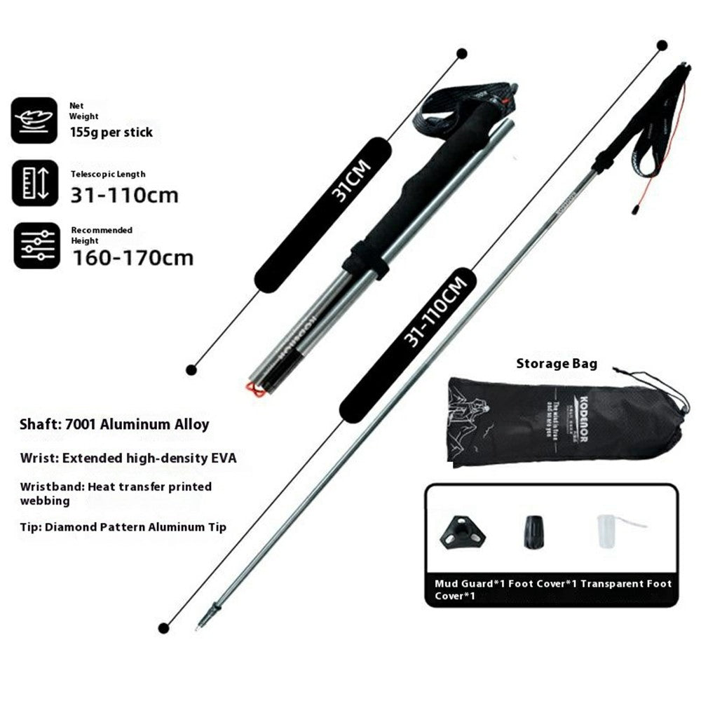 KODENOR 1Pc 110cm Quick Lock Trekking Pole for Outdoor Hiking Aluminum Alloy Foldable Walking Stick