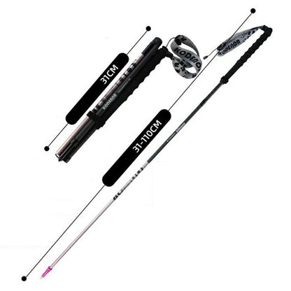 KODENOR 1Pc 110cm Trekking Pole Carbon Fiber + Aluminum Alloy Ultra Light 4-Section Foldable Hiking Stick