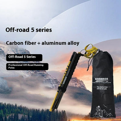 KODENOR 1Pc 110cm Trekking Pole Carbon Fiber + Aluminum Alloy Ultra Light 4-Section Foldable Hiking Stick