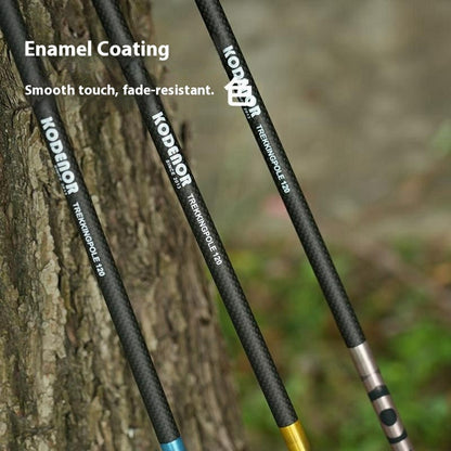KODENOR 1Pc 110cm Trekking Pole Carbon Fiber + Aluminum Alloy Ultra Light 4-Section Foldable Hiking Stick