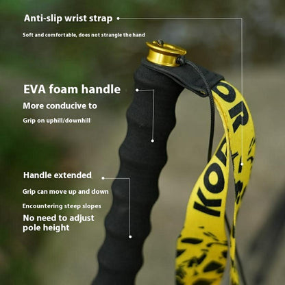 KODENOR 1Pc 110cm Trekking Pole Carbon Fiber + Aluminum Alloy Ultra Light 4-Section Foldable Hiking Stick