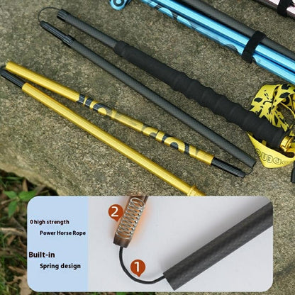 KODENOR 1Pc 110cm Trekking Pole Carbon Fiber + Aluminum Alloy Ultra Light 4-Section Foldable Hiking Stick