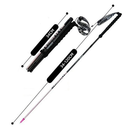 KODENOR 1Pc 120cm Trekking Pole Carbon Fiber + Aluminum Alloy Ultra Light 4-Section Foldable Hiking Stick
