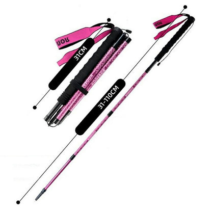 KODENOR 1Pc 110cm Outdoor Professional Trekking Pole Carbon Fiber Foldable Hiking Stick for Mountaineering
