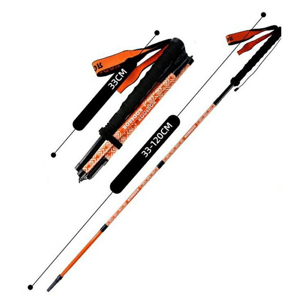 KODENOR 1Pc 120cm Outdoor Professional Trekking Pole Carbon Fiber Foldable Hiking Stick for Mountaineering