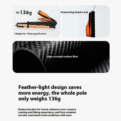KODENOR 1Pc 120cm Outdoor Professional Trekking Pole Carbon Fiber Foldable Hiking Stick for Mountaineering
