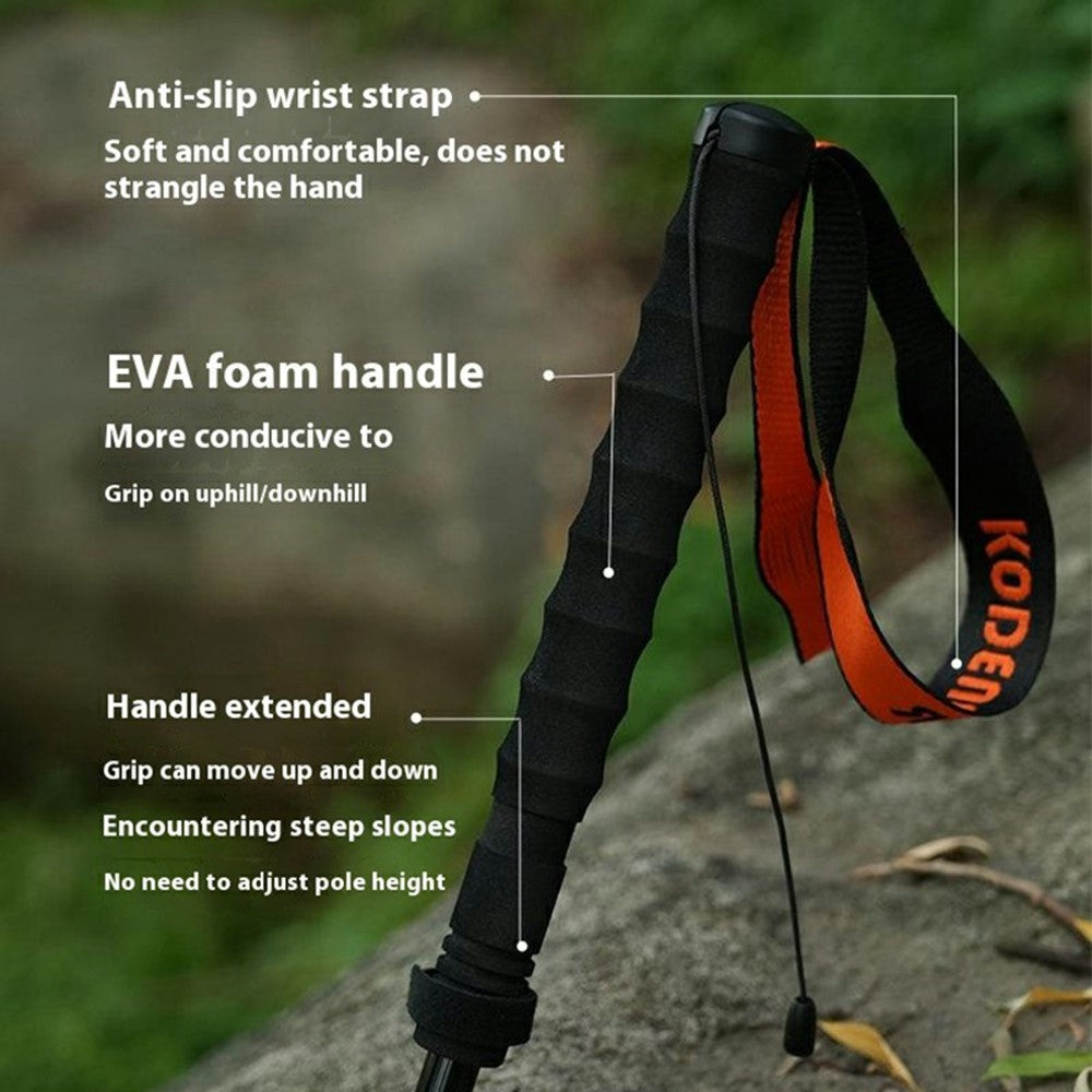 KODENOR 1Pc 120cm Outdoor Professional Trekking Pole Carbon Fiber Foldable Hiking Stick for Mountaineering