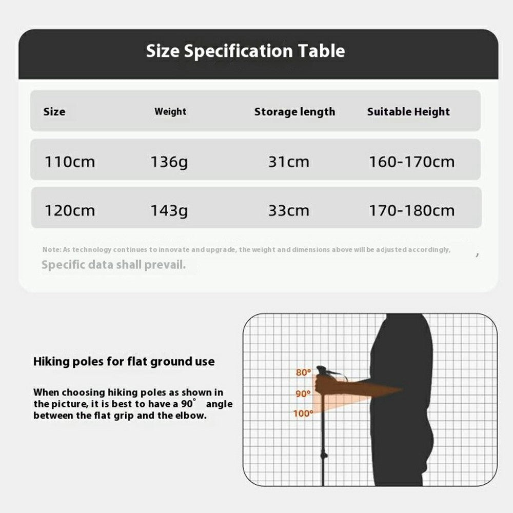 KODENOR 1Pc 120cm Outdoor Professional Trekking Pole Carbon Fiber Foldable Hiking Stick for Mountaineering