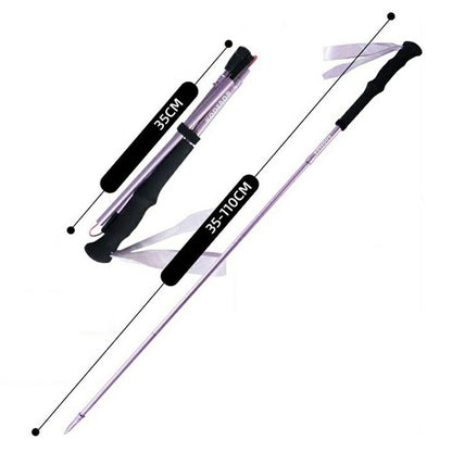 KODENOR 1Pc 110cm Foldable 4-Section Trekking Pole Lightweight Aluminum Alloy Hiking Stick for Mountain Climbing