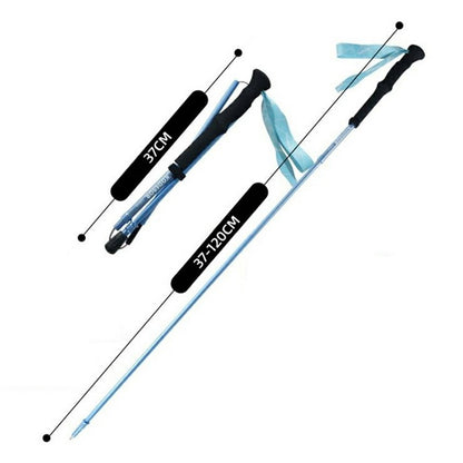 KODENOR 1Pc 120cm Foldable 4-Section Trekking Pole Lightweight Aluminum Alloy Hiking Stick for Mountain Climbing