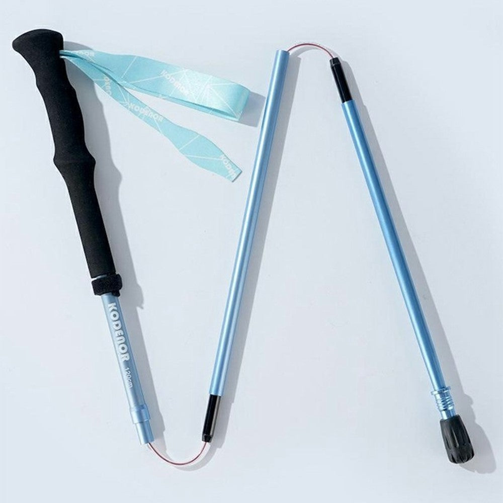 KODENOR 1Pc 120cm Foldable 4-Section Trekking Pole Lightweight Aluminum Alloy Hiking Stick for Mountain Climbing