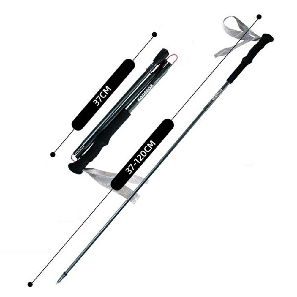 KODENOR 1Pc 120cm Foldable 4-Section Trekking Pole Lightweight Aluminum Alloy Hiking Stick for Mountain Climbing