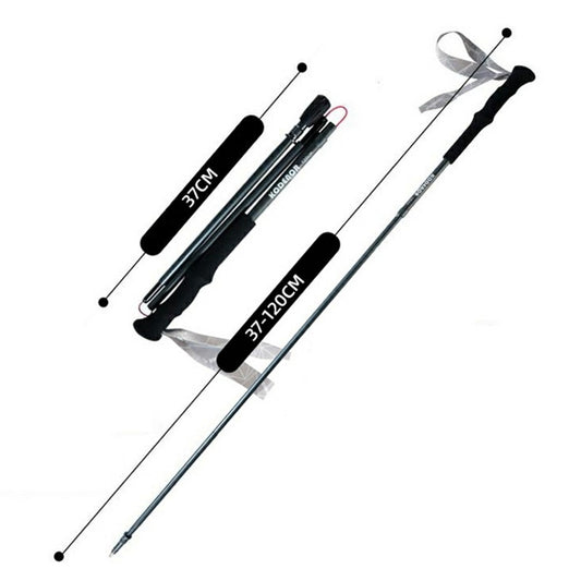 KODENOR 1Pc 120cm Foldable 4-Section Trekking Pole Lightweight Aluminum Alloy Hiking Stick for Mountain Climbing