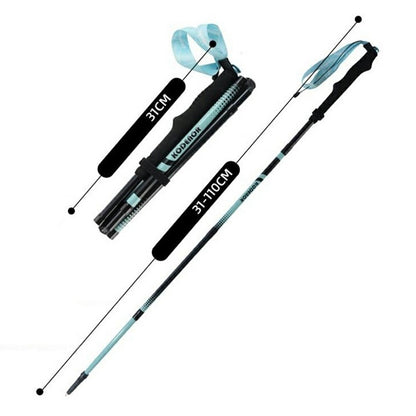 KODENOR 1Pc 110cm Professional Trekking Pole Ultralight Carbon Fiber Quick Lock Foldable Hiking Stick