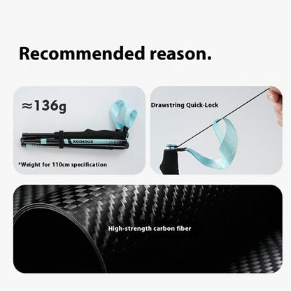 KODENOR 1Pc 110cm Professional Trekking Pole Ultralight Carbon Fiber Quick Lock Foldable Hiking Stick