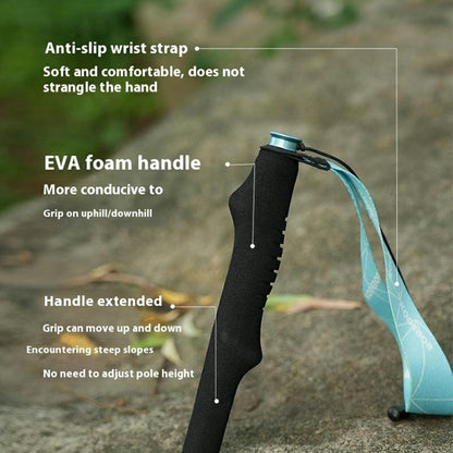 KODENOR 1Pc 110cm Professional Trekking Pole Ultralight Carbon Fiber Quick Lock Foldable Hiking Stick