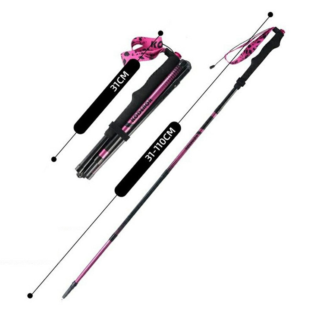 KODENOR 1Pc 110cm Professional Trekking Pole Ultralight Carbon Fiber Quick Lock Foldable Hiking Stick